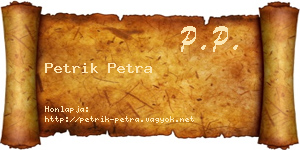 Petrik Petra névjegykártya